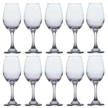 Imagem de Conjunto 10 Taças de Vidro 365ml – Para Vinho Tinto e Água, Ideal para Festas Grandes e Jantares Familiares em Casa