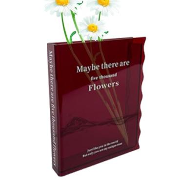 Imagem de Vaso de livro,Vaso de flor de livro | Vaso de acrílico para decoração de casa,Vaso de flores fofo para decoração estética de quarto e indispensável para casa, estante de livros e decoração de quarto