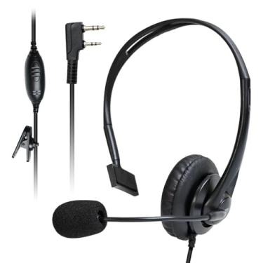 Imagem de Fone de ouvido Walkie Talkie com microfone e rádio PTT, fone de ouvido, leve, pequeno, abafador, microfone, fone de ouvido de lado único, para Kenwood Baofeng Retevis rt22 uv-5r uv 5r 82 bf-f8hp uv