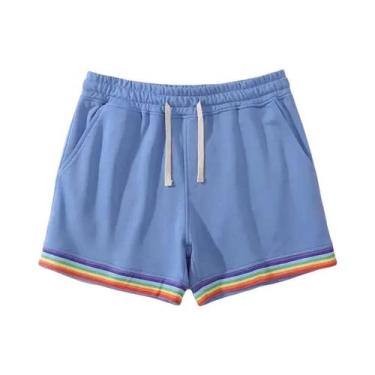 Imagem de Bermuda Esportiva Casual Masculina plus Size Em Cores Arco-Íris, Compr
