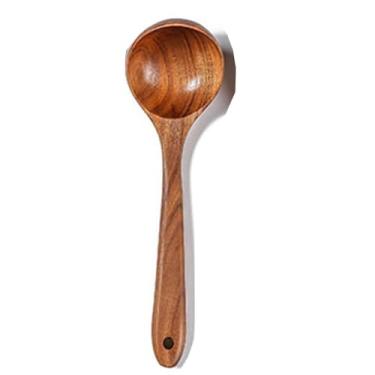 Imagem de Utensílios de Cozinha Espátula Colher Sopa Conjunto Tailândia Teak Antiaderente e Combinação Sete Peças Madeira Natural