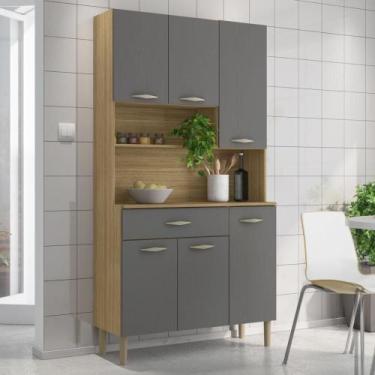 Imagem de Armário de Cozinha Compacta 6 Portas 1 Gaveta Praga - Kit's Paraná, Fr