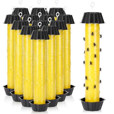 Imagem de Qualirey Armadilhas para moscas para pendurar em ambientes internos e externos para mosquitos pegajosos para insetos domésticos 25 x 6 cm (12 peças)