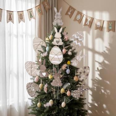 Imagem de Pinkunn 12 peças, enfeites rústicos grandes de ovos de coelhinho da Páscoa, decoração de árvore de fazenda, coelho, palitos de ovos, ornamentos para topo de árvore, casa, escola, escritório, decoração