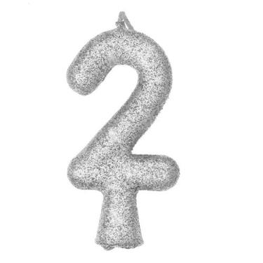 Imagem de Vela de Aniversário Puro Glitter Prata - Festcolor, 2