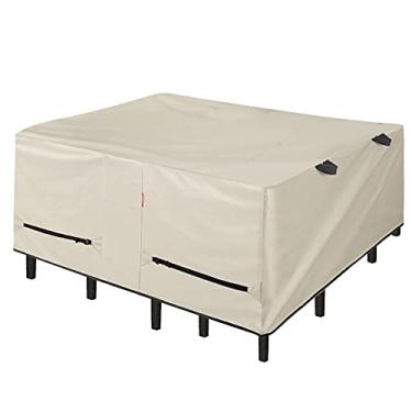 Imagem de Porch Shield Capa de mesa de pátio – Impermeável ao ar livre mesa de jantar e cadeiras conjunto de móveis – 213 x 213 cm, bege