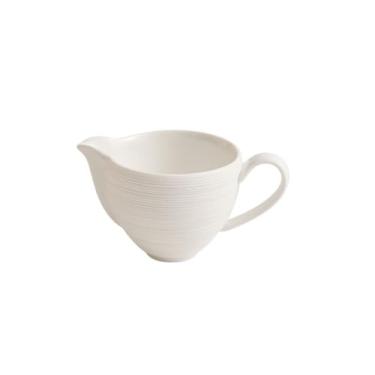 Imagem de Jarro de leite com padrão de linha de cerâmica com alça criativa, pote de molho de boca pontiaguda para hotel, restaurante, jarra de leite e xarope (pequena)