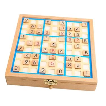 Imagem de oshhni Jogo de tabuleiro Sudoku de madeira, jogo de mesa, desenvolve o raciocínio lógico, brinquedo leve e quebra-cabeças matemáticos para crianças, Azul