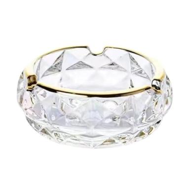 Imagem de Cinzeiro moderno com aro dourado feito de vidro para sala de estar, escritório, mesa, cinzeiro, decoração de casa