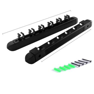 Imagem de Suporte de parede para tacos de piscina, suporte para tacos de sinuca, suporte de parede de bilhar para tacos de bilhar poste de tacos de madeira para tacos de bilhar suporte de parede preto ||6 furos