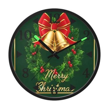 Imagem de STAYTOP Relógio de parede LED com sinos de Natal para quarto com brilho noturno, relógios de parede silenciosos de 30 cm para decoração de sala de estar, controle de som, relógio de parede moderno que