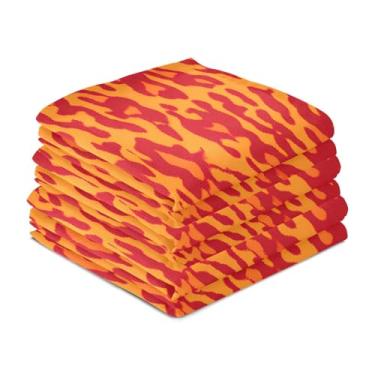 Imagem de Wassud Toalhas de cozinha laranja com estampa de leopardo toalhas de prato de cozinha pacote com 6 panos de prato macios com laço para pendurar toalha de mão super absorvente de secagem rápida toalhas