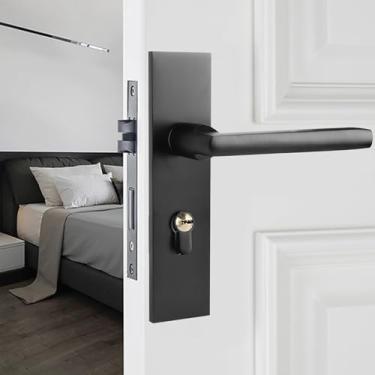 Imagem de AYNEFY Conjunto de Fechadura de Porta Ultra Silenciosa, Fechadura Dividida Interna de Liga de Zinco Com Alça Ergonômica para Portas de Madeira, Perfeito para Uso Doméstico e de Escritório