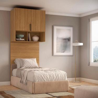 Imagem de Guarda-Roupa Modulado Aéreo com Cabeceira Altezza Clean 2 Portas Freijó