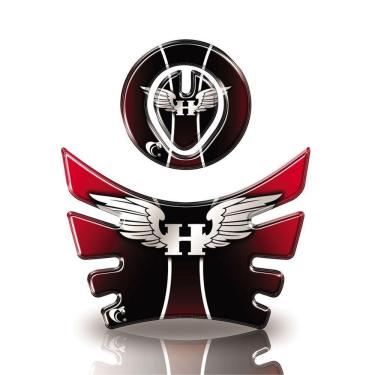 Imagem de Kit Adesivo Protetor De Tanque Moto Bros Honda Ano Até 2015 E Modelos Honda Asas Vermelho E Preto