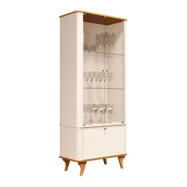 Imagem de Cristaleira Aruma Com Cantos Arredondados Vidros Temperados Off White Com Nature