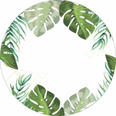 Imagem de Painel de Lona Redondo Folhas Tropicais Dourado - Fabrika De Festa, 12