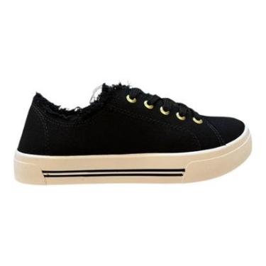 Imagem de Tenis Feminino Moleca Conforto Casual Retrô Detalhe Desfiado Básico Antiderrapante 5667.722 Preto-Feminino
