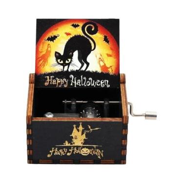 Imagem de Caixa De Música De Madeira Esculpida Com Manivela Tema Feliz Natal Pre