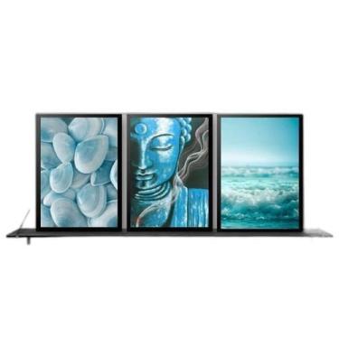 Imagem de Kit 3 Quadros Zen Buda Mar ul 33X24Cm Moldura Preta - Quadros On-Line