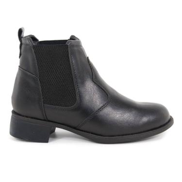 Imagem de Coturno Bota Feminino Couro Preto Chelsea com Elástico