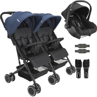 Imagem de Carrinho Kiddo para Gemeos Bebe Conforto Colinho Mascote Marinho