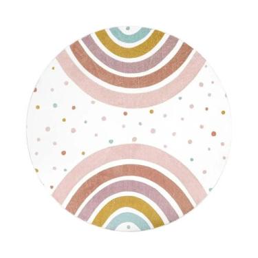 Imagem de Tapete Redondo Colorido Antiderrapante Para Quarto Infantil, Lavável, 