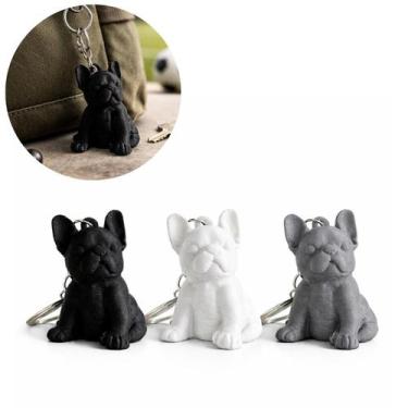 Imagem de Chaveiro Bulldog Bulldogue Cachorro Pet Porta Chaves Cão Cor Cor:Cinza
