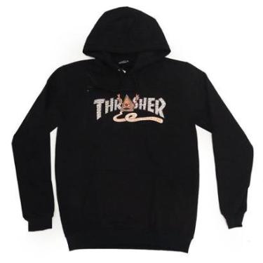 Imagem de Moletom Thrasher X Toy Machine Canguru Pyramid - Preto-Masculino