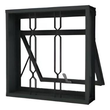 Imagem de Janela Banheiro Vitrô 50x50cm Aço Zarcão C/ Grade Corrente Zarcão Cinz