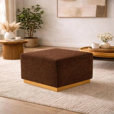 Imagem de Puff para Sala de Estar Veludo Leti Marrom