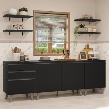 Imagem de Armário de Cozinha Completa 240 cm Preto Nice Madesa 01, Preto