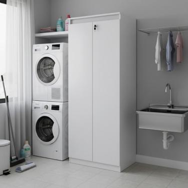 Imagem de Armário Multiuso Lavanderia Com 2 Portas Chave 60cm Multimóveis Cr30050 Branco