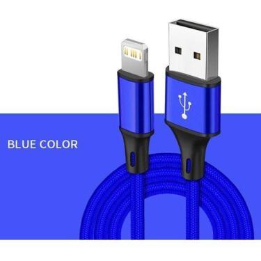 Imagem de Cabo Usb Compatível IPhone 5 6 7 8 Plus S X Xr Xs 11pro - Nohon, Azul