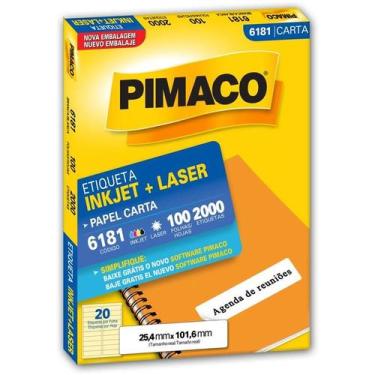 Imagem de Etiqueta Carta Inkjet Laser 6181 100 Folhas 25.4 X 101.6mm Pimaco