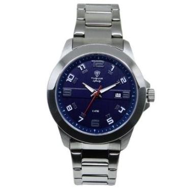 Imagem de Relógio Masculino de Aço Tuguir Analógico 9169D Prata e Azul-Masculino