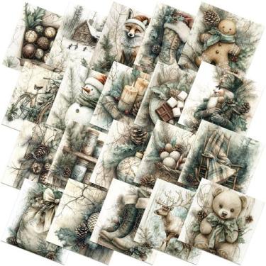 Imagem de Quadrados de Tecido Ganeen 60 Unidades 25x25 cm Patchwork de Natal