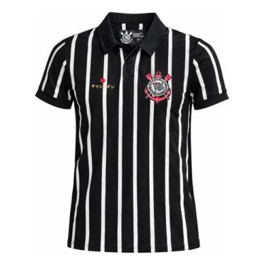 Imagem de Camiseta corinthians retrô japão feminina licenciada coimbra -, Preto,