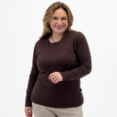 Imagem de Blusa City Lady Tricot Básica Plus Size Gola Redonda Feminina-Feminino