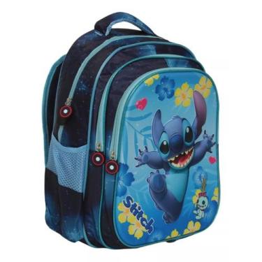 Imagem de Mochila Infantil Stitch Costas Grande Aula Passeio Viagem - Plike, Sti