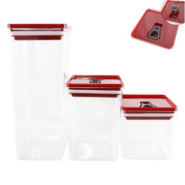 Imagem de Kit Organizador Hermético Dubai Com 3 Potes Praticidade E Organização 