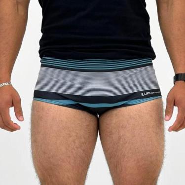 Imagem de Sunga Lupo Slip Estampada Masculina, GG, Preto, Listrado