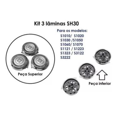 Imagem de Kit 3 Lâminas Barbeador Philips Sh30 Original Posto Autoriz - PHILIPS 