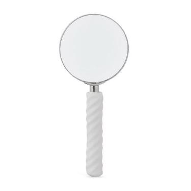 Imagem de Lupa de Aumento Decorativa com Cabo em Poliresina Branco 22cm 21052 Ma