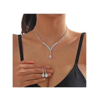 Imagem de L3233-Colar Bijuteria Festa Luxo Brinco Conjunto Casamento J467 - xumi