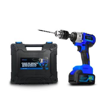 Imagem de Chave de Impacto Furadeira Parafusadeira Profissional 48V Recarregavel 2 Bateria 20000 mAh Motor  Escova Bivolt 2300 rpm