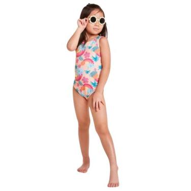 Imagem de Maiô Praia Infantil Tip Top Estampa Floral Proteção UV50+ -, Laranja, 