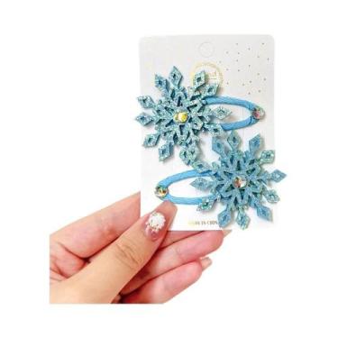 Imagem de Presilha De Cabelo Infantil Frozen Floco De Neve 2 Peças Princesa Elsa