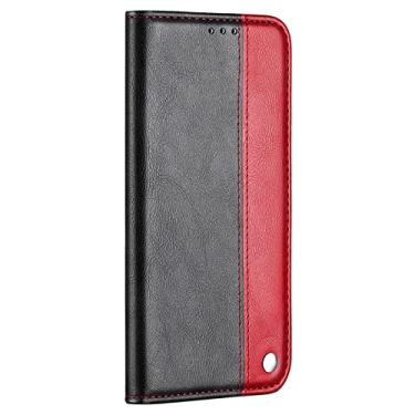 Imagem de LAHappyL Capa carteira para iPhone 13 Pro Max/13 Pro/13/13 Mini, couro de poliuretano com suporte para cartão à prova de choque, capa interna de TPU (poliuretano termoplástico) à prova de impacto, capa protetora magnética, vermelha, 13 de 6,1 polegadas