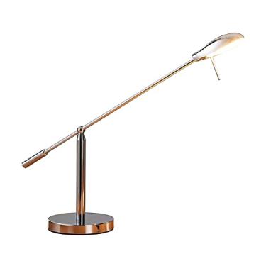 Imagem de Luminária de cabeceira simples de LED, luminária de mesa clássica de estudo com proteção ocular, 6 W, lâmpada de mesa para escritório em casa, luz quente, interruptor de botão de pressão